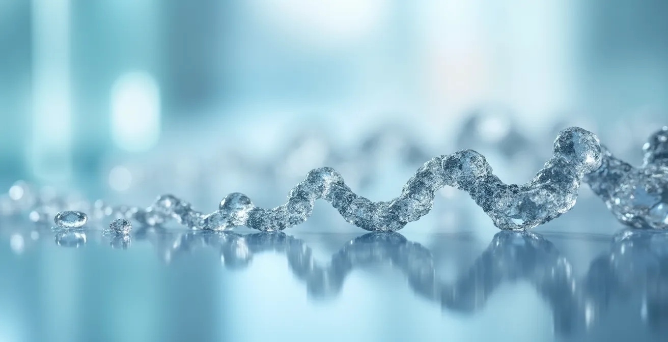 Comparaison visuelle de molécules de collagène de différentes tailles